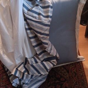 Luxurious Blue and Cream Pillow Cover With Foam Insert And King Size Bedskirt.